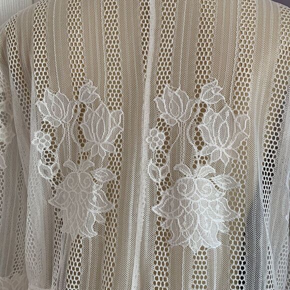 Designer Swimwear Lace Crochet Cover-up Kimono Wrap M white - Picture 7 of 10